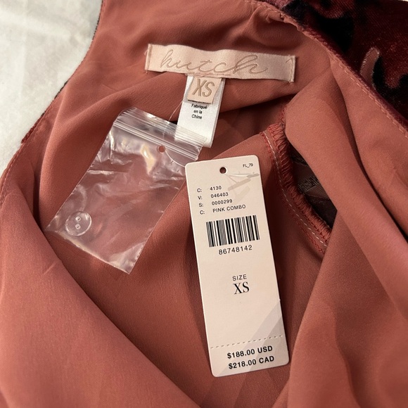 ANTHROPOLOGIE HUTCH Long Sleeve Velvet Mini Dress XS Burnout Floral Pink Pattern - Picture 10 of 16